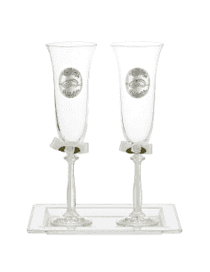 Set Copas para Boda Alianzas con Bandeja de cristal - Global Argenti GA3120A