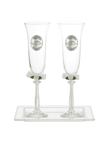 Set Copas para Boda Alianzas con Bandeja de cristal - Global Argenti GA3120A