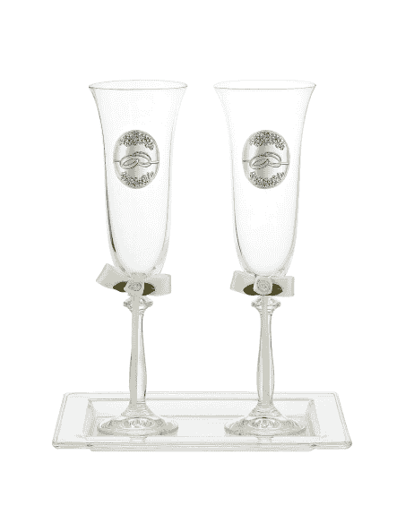 Set Copas para Boda Alianzas con Bandeja de cristal - Global Argenti GA3120A