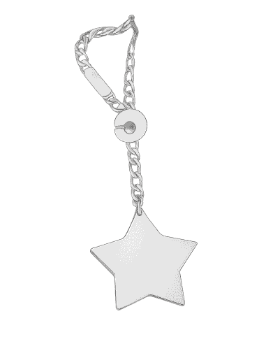 Llavero de Plata de Ley con Estrella – Plata de 925