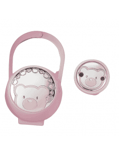 Set Infantil Portachupetes con Pinza Oso Rosa - Eventi 54526/02R