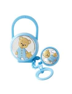 Set Infantil Portachupetes con Pinza Oso Pijama Celeste - Eventi EV3494/01C