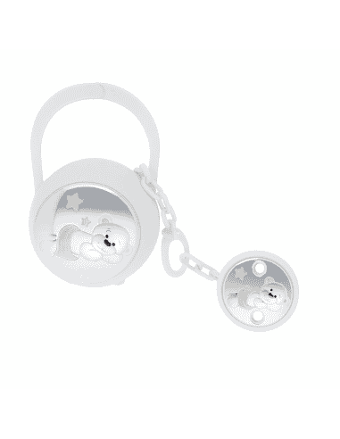 Set Infantil Portachupetes con Pinza Oso Blanco - Eventi EV3564/01B
