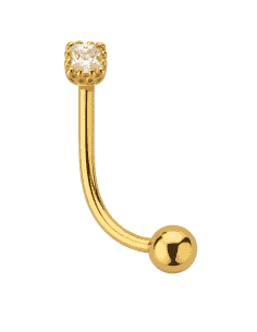 Piercing para la ceja con Circonita 3mm y un Bola rosca 3 mm - Oro Amarillo18k