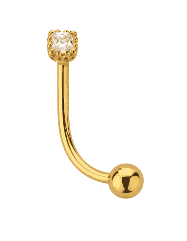 Piercing para la ceja con Circonita 3mm y un Bola rosca 3 mm - Oro Amarillo18k