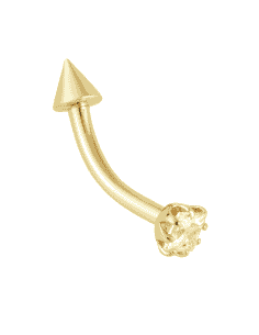 Piercing para la Ceja con Circonita 3mm y un Cono Rosca 2.5mm - Oro amarillo 18k