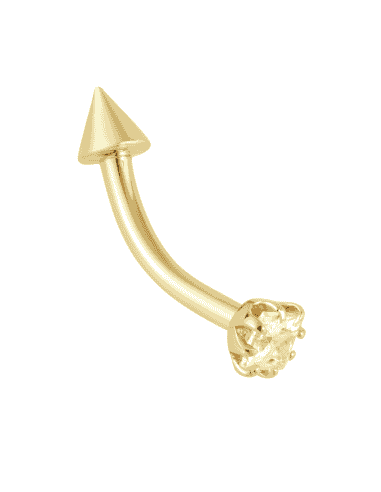 Piercing para la Ceja con Circonita 3mm y un Cono Rosca 2.5mm - Oro amarillo 18k
