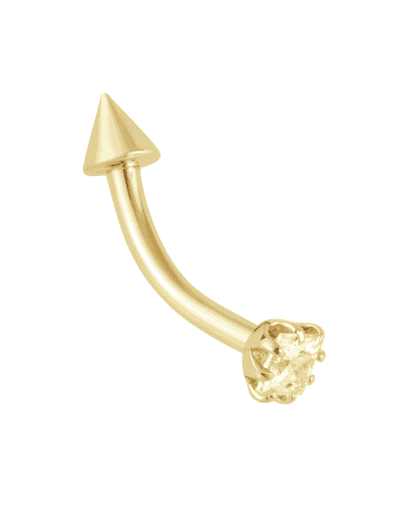 Piercing para la Ceja con Circonita 3mm y un Cono Rosca 2.5mm - Oro amarillo 18k