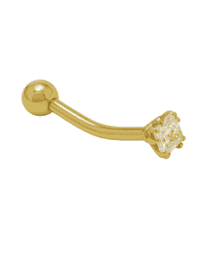 Piercing para la ceja circonita 3mm y Bola a rosca 3 mm - Oro Amarillo 18K