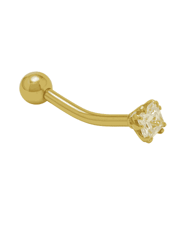 Piercing para la ceja circonita 3mm y Bola a rosca 3 mm - Oro Amarillo 18K