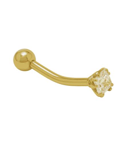Piercing para la ceja circonita 3mm y Bola a rosca 3 mm - Oro Amarillo 18K