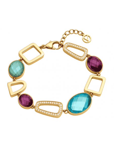 Pulsera para Mujer de Acero Dorado con Cristales y Circonitas - Viceroy 14088P01012