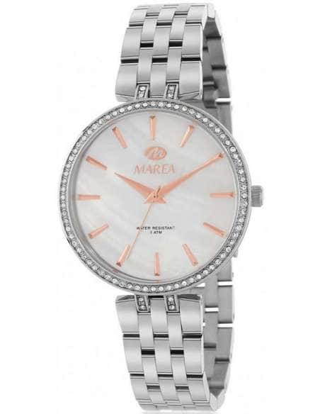 Reloj para Mujer de Acero Plateado con Esfera Blanca Nácar y Circonitas - Marea B54229/1