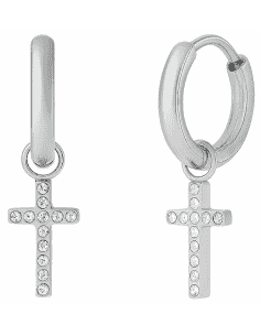 Pendientes para Mujer de Acero Aro cruz colgante con circonitas - Marea C02201/AH
