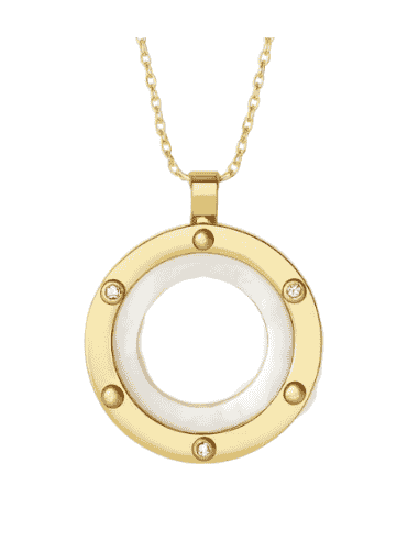 Collar para Mujer de Acero Aro Resina Blanca -...