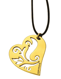 Collar para Mujer Hilo Negro Colgante Corazón Acero Color Cobre
