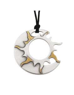 Collar para Mujer con Colgante Sol Bicolor Fabricado en Acero