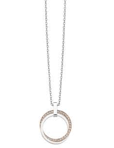 Collar para Mujer de Acero Colgante Doble Circulo con Circonitas - Lotus LS1780/1/2