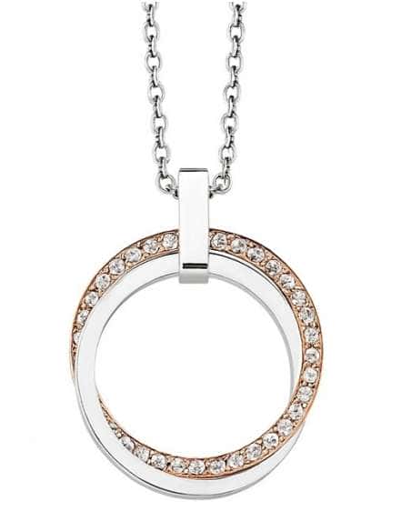 Collar para Mujer de Acero Colgante Doble Circulo con Circonitas - Lotus LS1780/1/2