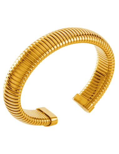 Pulsera para Mujer Rígida de Acero Dorado -...