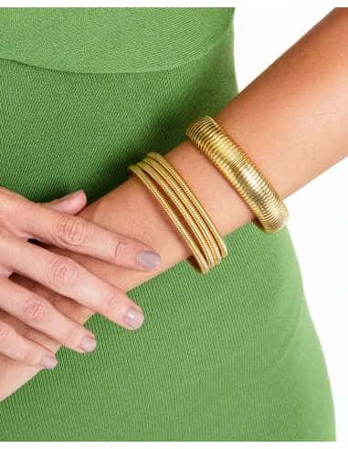 Pulsera para Mujer Rígida de Acero Dorado -...