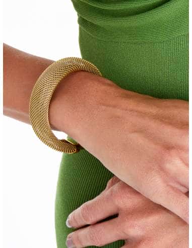 Pulsera para Mujer de Acero Malla Dorada -...