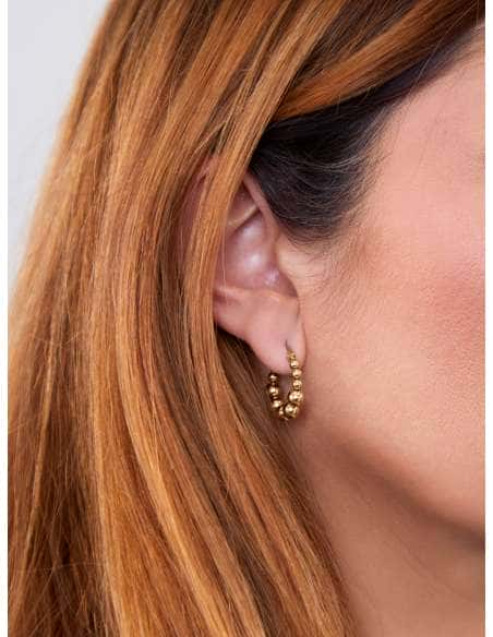 Pendientes para Mujer Aro de Bolas de Acero Dorado - Marea C02701/AB