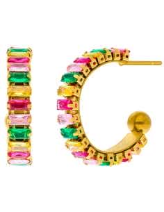 Pendientes para Mujer Aro con Circonitas de Colores de Acero Chapada en Oro - Marea C02301/AN