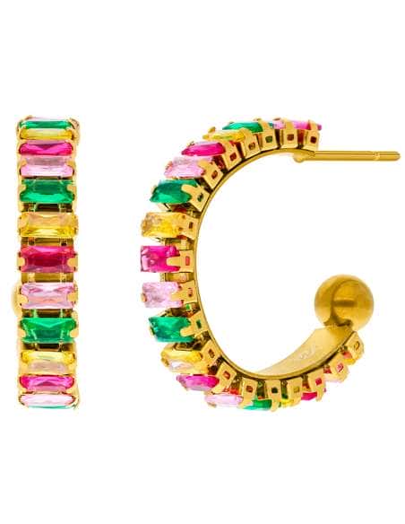 Pendientes para Mujer Aro con Circonitas de Colores de Acero Chapada en Oro - Marea C02301/AN