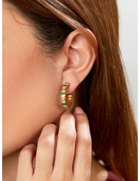 Pendientes para Mujer Aro con Circonitas de Colores de Acero Chapada en Oro - Marea C02301/AN