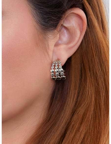 Pendientes para Mujer Aro Diseño con Círculos de Acero Plateado - Marea C02701/AE