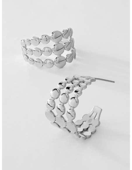 Pendientes para Mujer Aro Diseño con Círculos de Acero Plateado - Marea C02701/AE