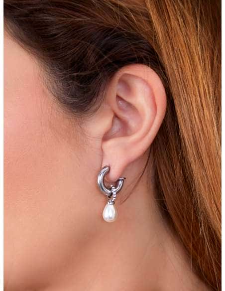 Pendientes para Mujer Perla con circonitas de Acero - Marea C02801/AC