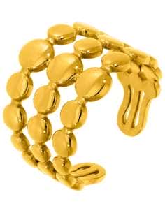 Anillo para Mujer Triple Fila de Círculos Dorados de Acero - Marea C02706/AF12