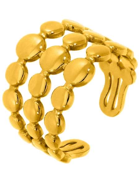 Anillo para Mujer Triple Fila de Círculos Dorados de Acero - Marea C02706/AF12