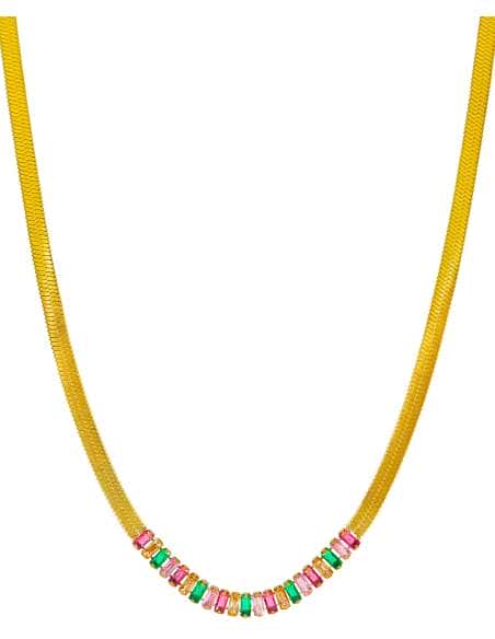Collar para Mujer Egipcia con Circonitas Multicolor de Acero Chapado en Oro - Marea C02304/AJ