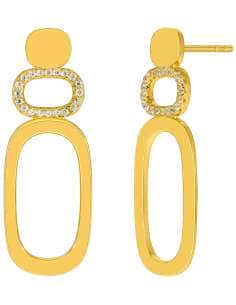 Pendientes para Mujer Óvalos con Circonitas de Plata Chapada en Oro- Marea D04101/AH