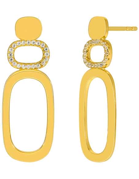 Pendientes para Mujer Óvalos con Circonitas de Plata Chapada en Oro- Marea D04101/AH