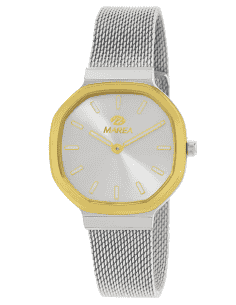 Pack Reloj y Complementos para mujer Malla Milanesa Plateada y Dorada con Pendientes - Marea B41408/13