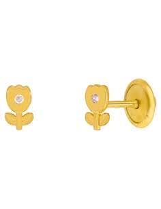 Pendientes para Niña en forma de Flor con Circonita Plata Chapada en oro - Marea D03401/AR