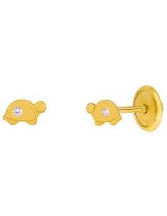 Pendientes para Niña En forma de Tortuga con Circonita Plata Chapada en Oro - Marea D03401/AP