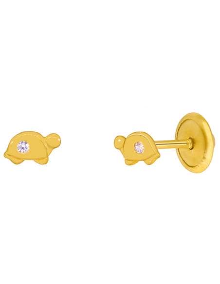 Pendientes para Niña En forma de Tortuga con Circonita Plata Chapada en Oro - Marea D03401/AP