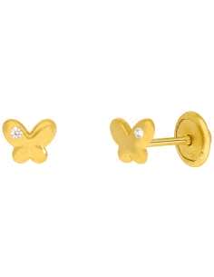 Pendientes para Niña en forma de Mariposa con Circonita Plata Chapada en Oro - Marea D03401/AD