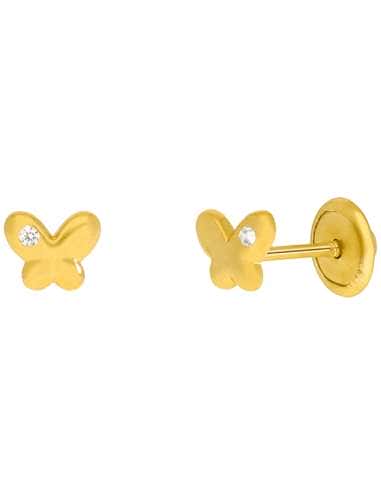 Pendientes para Niña en forma de Mariposa con Circonita Plata Chapada en Oro - Marea D03401/AD