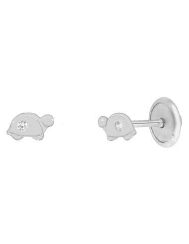 Pendientes para Niña en forma de Tortuga con circonita de Plata - Marea D03401/AO