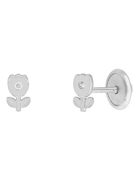 Pendientes para Niña en forma de Flor con Circonita de Plata - Marea D03401/AQ