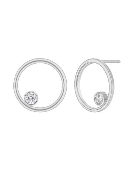Pendientes para Mujer Círculo con Circonita en Bisel de Plata de 1ª Ley Rodiada - Marea D03801/AP