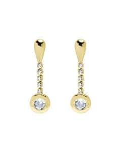 Pendientes Largos para Mujer en Oro  con Circonitas - Oro Amarillo 18K