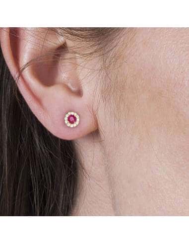 Pendientes para Mujer con Rubí y Circonitas –...