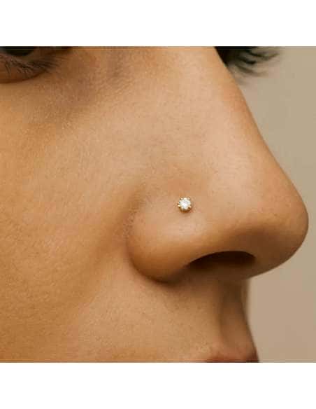 Piercing para la Nariz Circonita con Chatón 2.5mm - Oro amarillo 18k